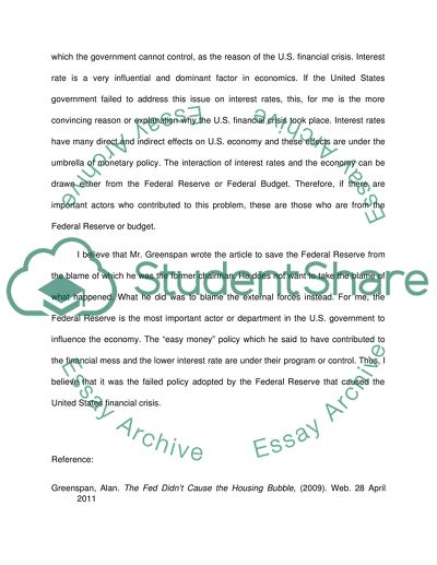 The reason for the crisis