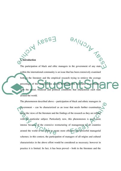 The Participation of Black or Ethnic Managers in Government Activities