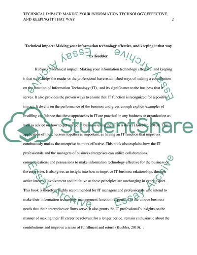 Technical Impact: Making Your Information Technology Effective