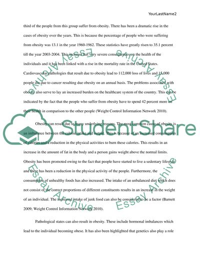 The problem of obesity in the United States