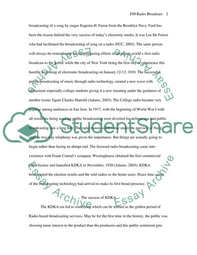 Radio Broadcast and the FM