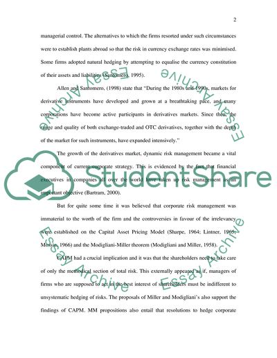 Currency Hedging as a Risk Management Strategy