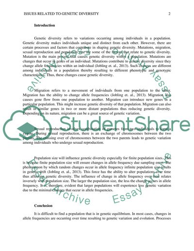 Issues Related to Genetic Diversity: Mutations, Sexual Reproduction, Migration, and Population Size