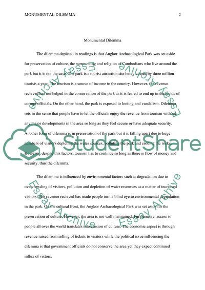 The Angkor Archaeological Park and Its Dilemma