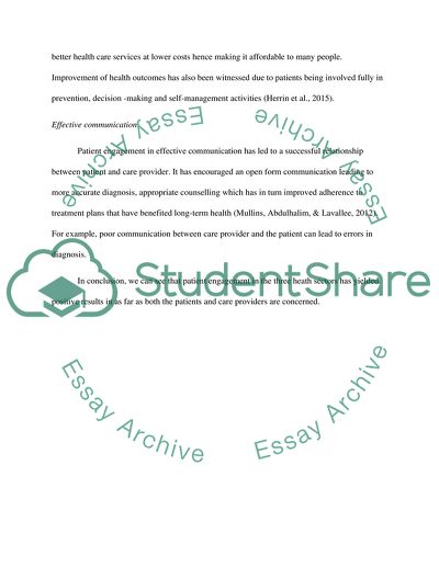 Impact Of Patient Engagement In Key Areas Of Health Care