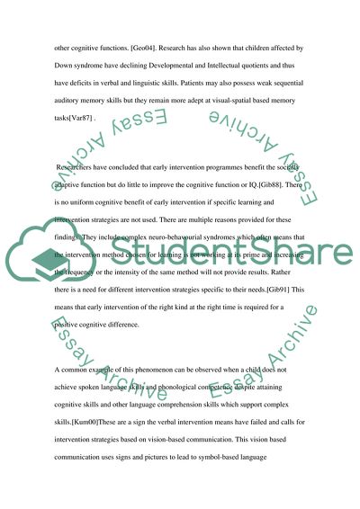 Unique Intervention Strategies for Downs Syndrome Children to Progress in Education and Socially