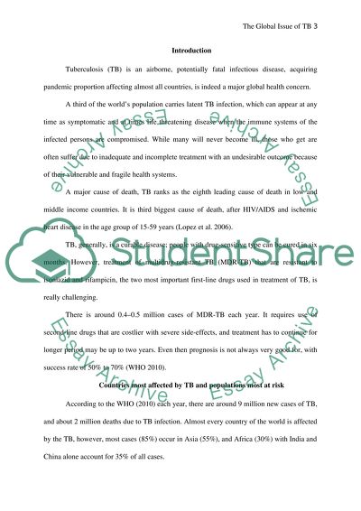 Describe the Global Issue of TB