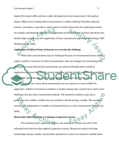 Lab Research Report 1: Procedures in the Physical Sciences