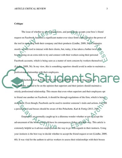 Article Critical Review