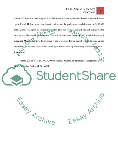 Reeds Clothier Case Analysis