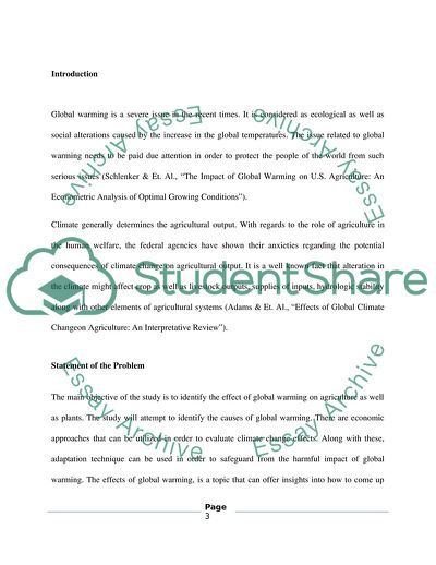 The Effects of Global Warming on Agriculture and Plant