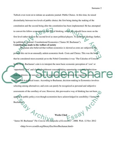 Buchanan and Gordon Tullock: Economic Theories