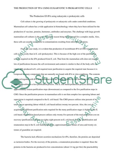 Production of tpa using eukaryotic n prokaryotic cells