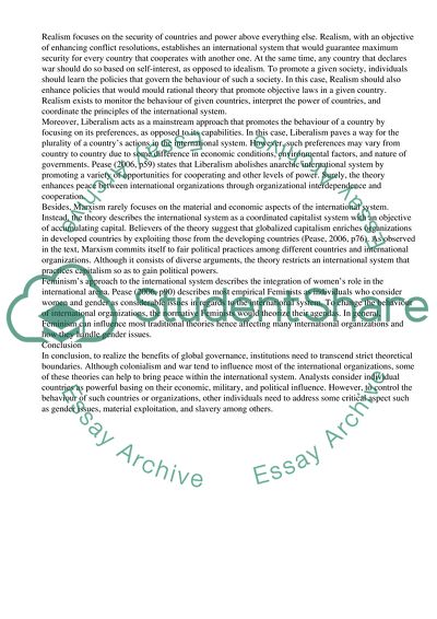 International Organizations - Comparison of Theoretical Approaches
