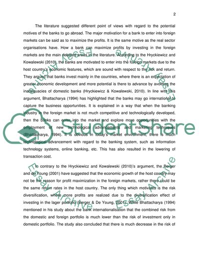 Global Banking and Financial Regulation - Banks Motivation for Going International