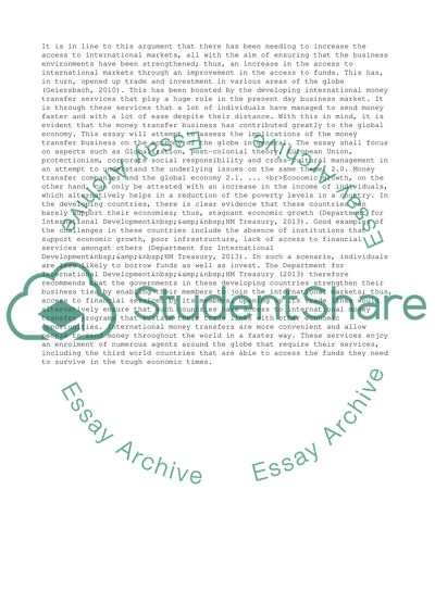 Implications of Money Transfer Companies on the Global Economy