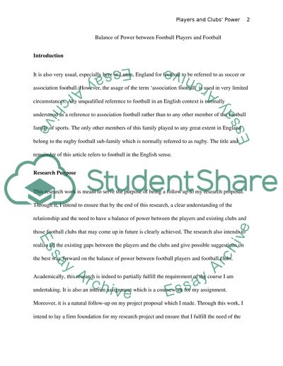 Balance of Power between Football Players and Football