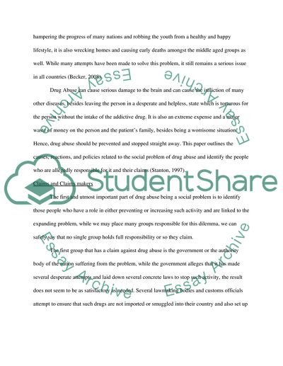 Drug Abuse as a Social Problem