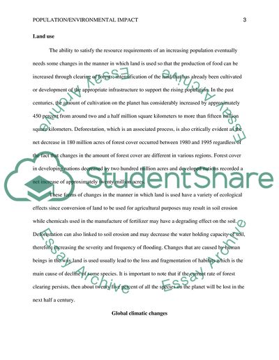Population/ Environmental Impact