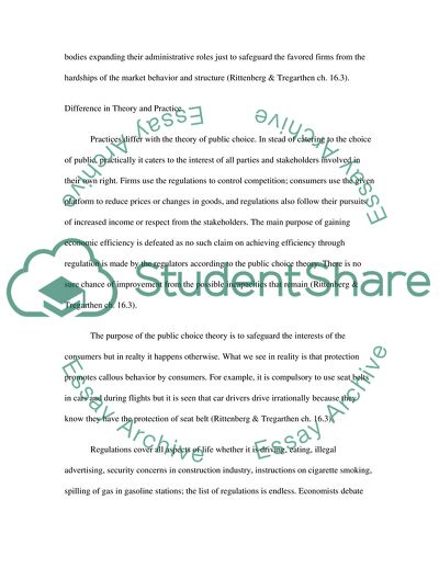 Public choice theory practices in the U.S and deregulations