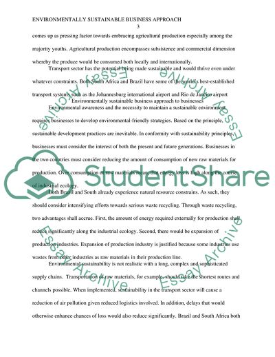 Environmentally Sustainable Business Approach