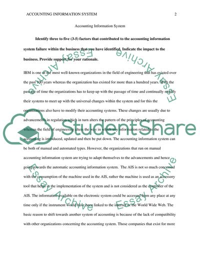 Accounting Information System Failure