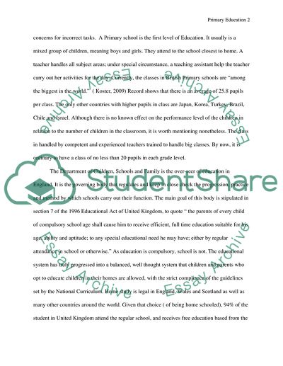 Phases in Primary Education