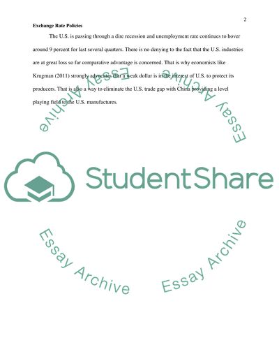 Exchange Rate Policies