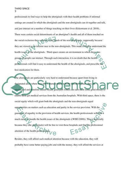 What does the 3rd space mean to you as a health professional