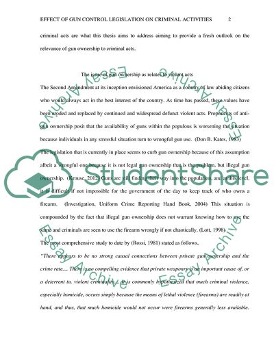 Effect of Gun Control Legislation on Criminal Activities