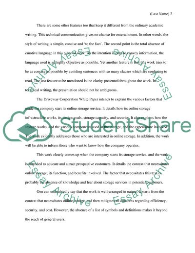 Technical Communication Sample