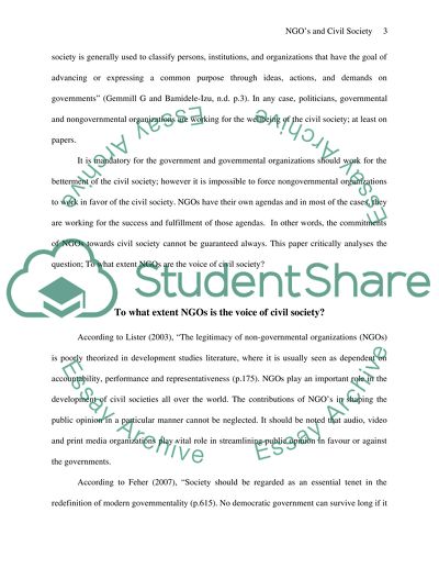 To What Extent NGOs is the Voice of Civil Society