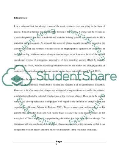 Recent Changes in the Workplace of Tesco