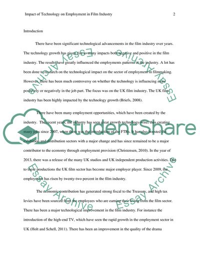 Impact of Technology on Employment in Film Industry