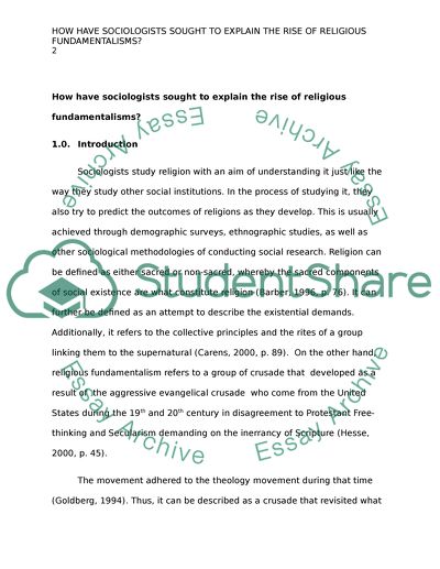 How Have Sociologists Sought to Explain the Rise of Religious Fundamentalisms