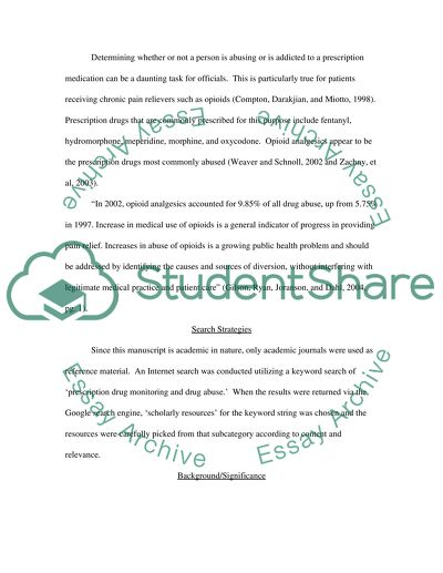 Prescription Drug Monitoring and Drug Abuse
