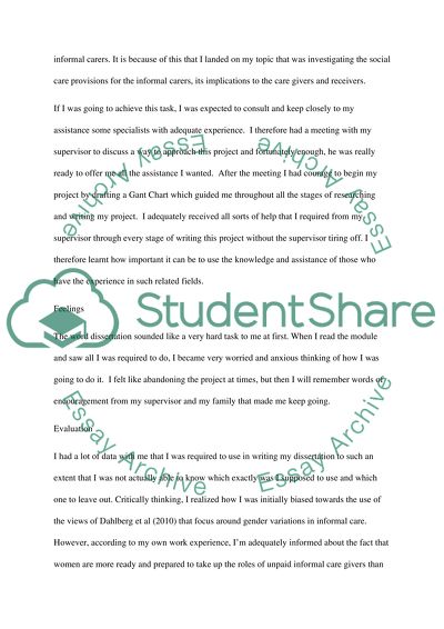 CRITICAL REFLECTIVE EVALUATION