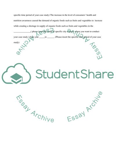 A report concerning Supply and Demand of organic food, especially fruits and vegetables