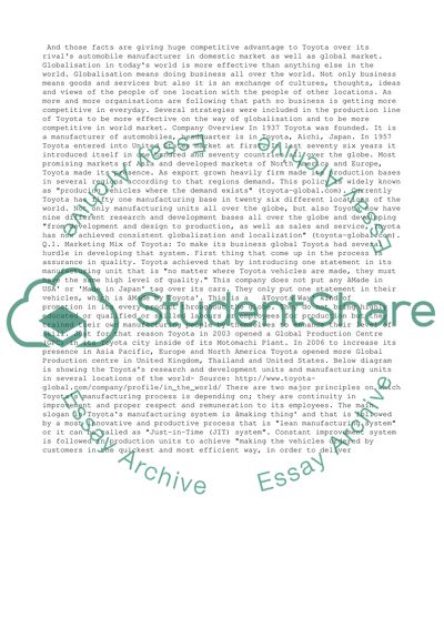 Toyota in the path of Globalisation