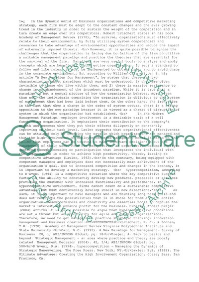 A New Paradigm for Management