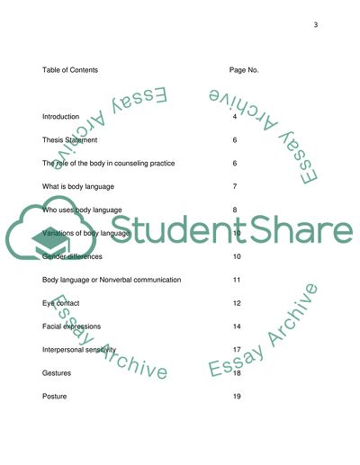 Body language within the counselling forum and its implications
