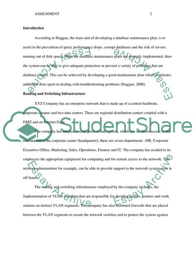 Trouble-Shooting and Maintenance Plan of XYZ Company