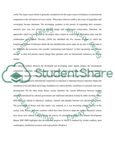 Hindrance to International Cooperation in Human Development, Climate Change, and Resource Depletion