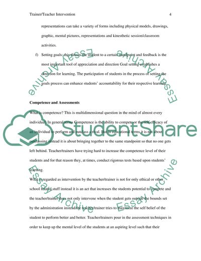 Teacher or Trainer Intervention