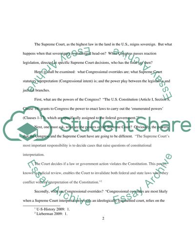 Conflict between the Legislative and Judicial Branches