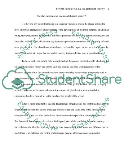 To What Extent Do We Live in a Globalised Society