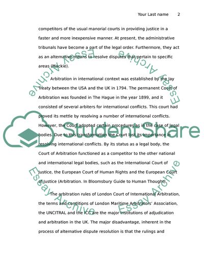 Alternative Dispute Resolution Based on the English Legal System