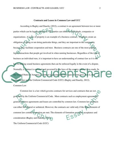 Business law- Contracts and leases