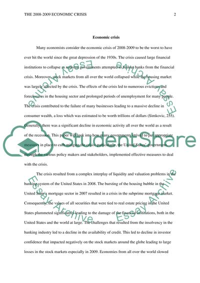 The Root Causes of the 2008-2009 Economic Crisis is the USA