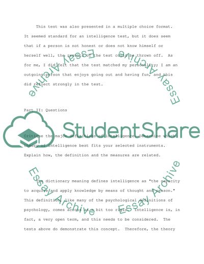 Intelligence Definition and Measurement Paper
